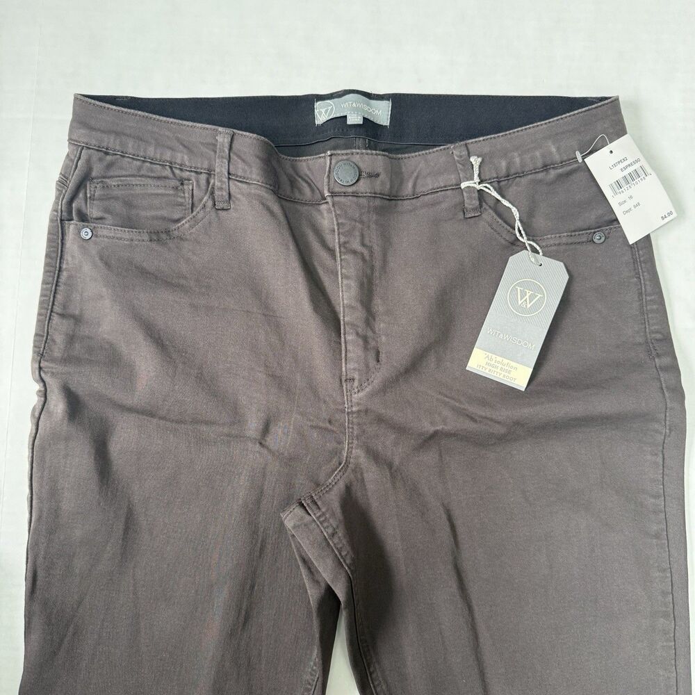 Wit & Wisdom Size 16 ‘Ab’solution Stretch High Rise Bootcut Pants Espresso NWT - Picture 2 of 9